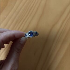 Judith Ripka Silver Ring with Blue Gemstones